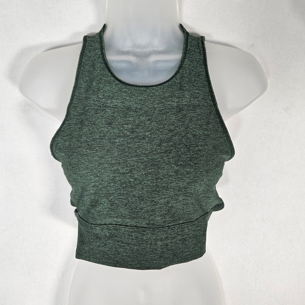 Outdoor Voices Crop Top Women S Hunter Green Space Dye Cutout Back Athletic Tank